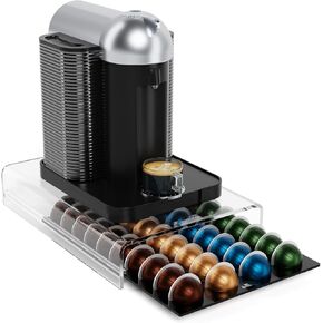 Storage Drawer for Nespresso Vertuo Coffee Pod Holder for Counter Acrylic Coffee Capsule Organizer - 40 Pods