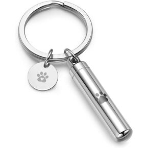 Personalized Master Free Engraving Custom Pet Dog Paw Cylinder Cremation Urn Keychain Keepsake Memorial Ashes Jewelry