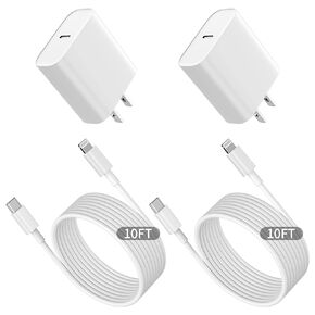 iPhone 14 13 12 Fast Charger,[Apple MFi Certified] 20W Charger for iPhone Charger Fast Charging Block with 10FT Type-C to Lightning Fast Charging Data Sync Cord for iPhone14 13 12 11 Xs Xr X (2Pack)