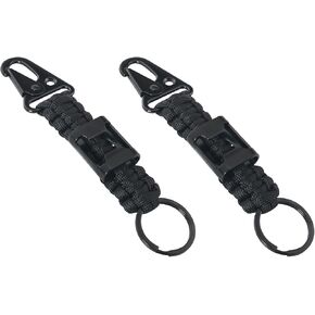 2PCS Multifunctional Bottle Opener Keychain 5.9x0.86 inches Handmade Braided Paracord Eagle Hook Outdoor Survival Tool Mountaineering Hook Water Bottle Backpack Hook Black