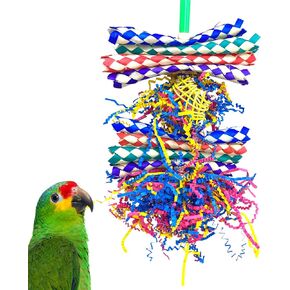 Bonka Bird Toys 1586 Duo Foraging Star Shred - Vibrant, Shreddable Parrot Toy with Bamboo & Paper, Ideal for Medium to Large Birds
