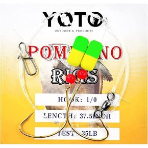 YOTO 6pcs Pompano Rigs Fishing Rigs for Surf Fishing Pompano Floats Pre Rigged-Pompano Rigs Saltwater Gear Surf Fishing Tackle