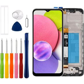 [New][with Frame] Duotipa LCD Display Touch Screen Digitizer Assembly Replacement for Samsung Galaxy A03S A037U SM-A037U A037U A037U1 6.5" with Technical Repair Tools Kit-Black[US Version]