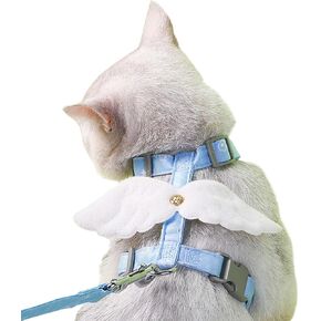 Cat Harness and Leash Set for Outdoor Travel Walking Escape Proof Soft Safe Adjustable Kitten Puppy Small Strap Kitty Cute Bee Wings Yellow S