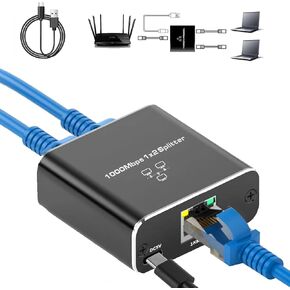 Maijiatie Ethernet Splitter High Speed, 1000Mbps Ethernet Splitter 1 to 2 [2 Devices Simultaneous Networking], Gigabit Internet Splitter with USB Power Cable, LAN Splitter for Cat 5/5e/6/7/8 Cable
