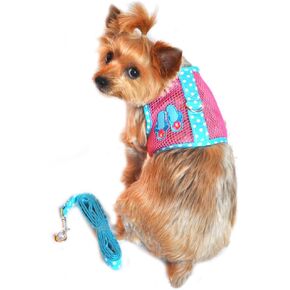 Doggie Design Cool Mesh Dog Harness Under the Sea Collection - Flip Flop Pink & Blue (M (16" - 19" girth))