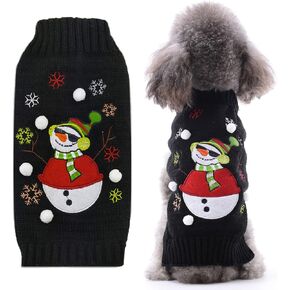 PETCARE Dog Christmas Sweater V-Neck Warm Knitted Puppy Sweaters Vest Cute Red Plaid Snowman Xmas Dog Clothes Outfit for Small Medium Dogs Cat Pet Pullover (Decorative Buttons. Can't Untie) Large