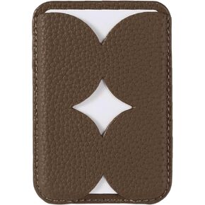 Luner - Leather Magnetic Card Wallet Compatible with Magsafe - for iPhone 16, 15, 14, 13, 12 Series - Holds 2 Cards - Made of Vegan Leather - Cream