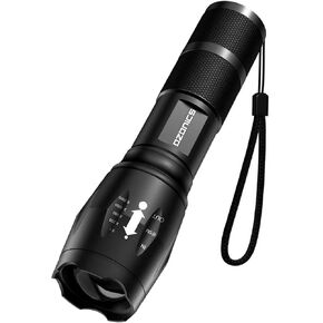Ozonics Tactical Flashlight LED - Rechargeable, 4 Lighting Modes, Waterproof Camping Essentials, Adjustable Zoom Focus for Hunting, Biking, Hiking & Emergency Use, Lanyard & 3 AAA Batteries Included