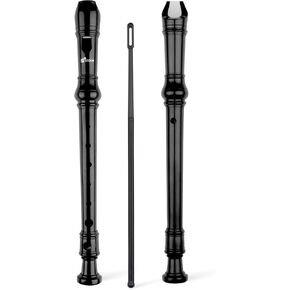SWAN Soprano Recorder Instrument for Beginners Kids Student - Baroque Style 8 Hole Flute Detachable 3pcs ABS Descant Recorders with Cleaning Rod and Fingering Chart, SW8KT, Transparent Blue