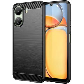 for Xiaomi Redmi13C Phone case, Shockproof, Scratch Resistant Carbon Fiber Jacket, Soft TPU, for xiao Mi Poco C65 case (Blue)