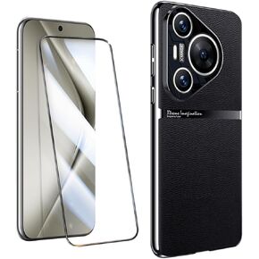 QUIETIP Case Compatible with Huawei Pura 70 with Tempered Glass Screen Protector,Hard PC Protective Cover,Black
