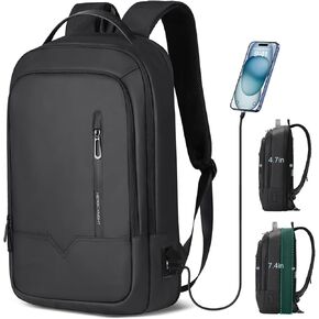 Laptop Backpack,Slim Business Computer Backpack with USB Charging Port,15.6 Inch Expandable Waterproof Travel Backpack Durable Anti Theft Casual Daypack College Backpack for Men Women Commuting Work