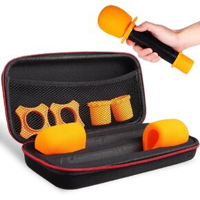 Vaguelly Dual Mic Bag:Wireless Handheld Microphone Case Portable Microphone Storage Bag,with EVA Hard Shell Exterior&Sponge Padded Interior,Case Only