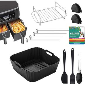 7pcs Air Fryer Accessories for Ninja Air Fryer Pro XL 6-in-1 - AF181 &AF141 5 QT Air Fryer, with brushes Clip Spatulas Baking trays Baking Needles Hand Clips,Recipes
