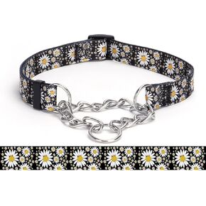 Martingale Dog Collar, Trainer Approved Limited Slip Collar with Daisy Floral Design Stainless Steel Chain Modified Cinch Collar for Gentle & Effective Pet Training (Purple, Large) in Kuwait
