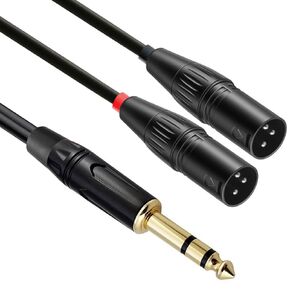 1/4 TRS to Dual XLR Male y-Splitter Stereo Breakout Cable (1/4 inch) 3 Pole 6.35mm Male to 2 XLR Male Patch Cable