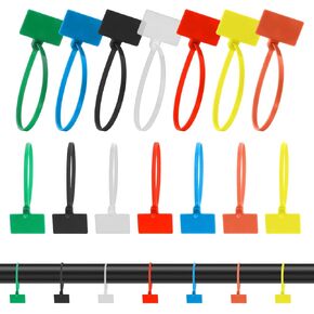 Cable Labels Tags 100 Pcs Color Cord Labels Multi-Color Electronic Cable Identification Tags Wire Zip Ties With Label Self-Locking Nylon Zip Tie Tags For Electronics Nylon Wrap-It Cable Label