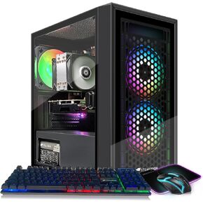 STGAubron Gaming Desktop PC, Radeon RX 550 4G GDDR5, Intel i7 Xeon E5 3.0GHz, 16G Ram, 512G SSD, 600M WiFi, BT 5.0, RGB Fan x 3, RGB Keyboard & Mouse & Mouse Pad, W10H64