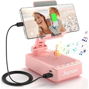 Gifts for Women Girls, Bluetooth Speaker Phone Stand with Charging Function 360° Rotable Adjustable Cell Phone Holder with HD Surround Sound for Desk Fits All Phones,Tablet (Pink)