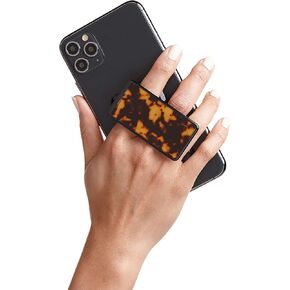 HANDL New York Tortoise HANDLstick Phone Grip and Stand for Smartphone - Multifunctional Mobile Phone Grip with Elastic Brace System (Brown/Black)