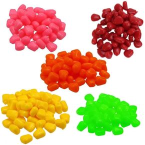 OriGlam 250pcs Simulation Fake Corn Soft Baits, Artificial Fishing Lure Simulated Corn Carp Fishing Lures Floating Baits with Nice Scent, 5 Colors Mixed for Carp Trout