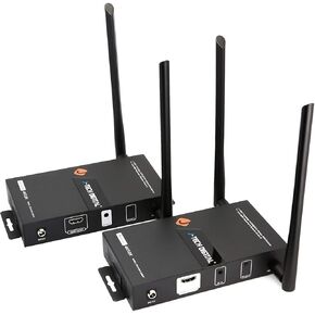 J-Tech Digital HDbitT Series 1X2 Wireless HDMI Extender DUAL Antenna Supporting Full HD 4K30 with IR Signal Transmission up to 660 Ft Receiver+Transmitter [JTECH-WEX-200M4K]
