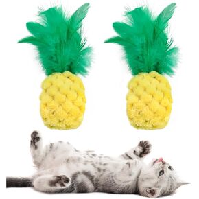 Andiker 2PCS Cat Chew Toys, Cute Pineapple Shape Soft Cat Plush Toys with Smooth Skin-Friendly Plush Fabric Containing Catnip Entertaining Interactive Cat Toy for Indoor Cats and Kitten
