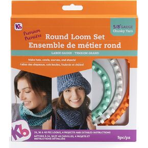 Authentic Knitting Board ' Premium' Round Knitting Loom Set, 3/8" Gauge