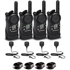 4 x Motorola CLS1110 UHF 1W 1-Channel 2-Way Radio (CLS1110) + 4 x HKLN4606 Remote Speaker Mic - 4 Pack with Mic Bundle