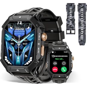 OUKITEL BT80 Smart Watch for Men,2.13" AMOLED HD Display,100 Days Long Battery Life,Rugged Military Smart Watch with Bluetooth Calls/Heart Rate Monitor/Blood Oxygen for Android iOS (Black)