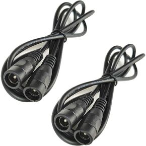 2pcs 1 Meter 2.1mm x 5.5mm DC 12V Adapter Cable DC Plug Extension Cable Female to Female Black, for LED, CCTV, Car, Monitors, and More (3.3ft)