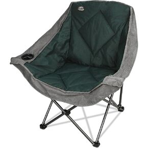 Oversized Folding Camping Chairs,Portable Heavy Duty Outdoor Padded Lawn Chair w/Cup Holder Perfect for Adults Picnic,Parties,Picnics and Beach Trips,Grey