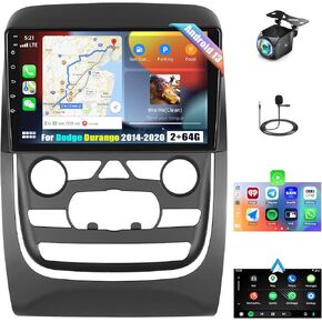 2+64G Android 13 Car Stereo for Dodge Durango 2014-2020 with Wireless Carplay Android Auto,9'' Touchscreen Car Radio with GPS Navigation,Bluetooth,WiFi/FM/RDS Radio,SWC+Backup Camera