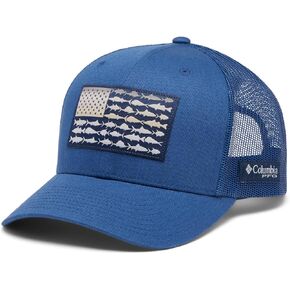 Columbia Unisex PFG Fish Flag Mesh Snap Back, Carbon/Collegiate Navy, One Size