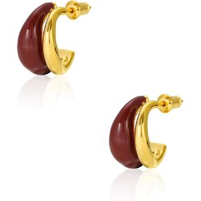 Chunky Resin Teardrop Earrings, 18K Gold Acrylic Resin Drop Hoops，Hypoallergenic Fashion Jewelry for Women,18K Gold Plated Resin Drop Earrings for Gift