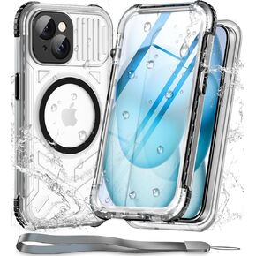 WIFORT for iPhone 15 Pro Max Waterproof Case, [IP68 Underwater Dustproof][Built-in Screen][15FT Military Shockproof] 360 Full Body Sealed Protection Cover Magnetic Frosted Phone Case 6.7" Blue