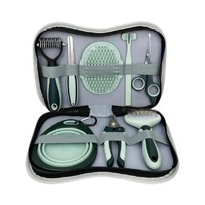 8 Pcs Cat Dog Brush Grooming Kits at Home,Pet Nail Clipper and File,Self Cleaning Deshedding Pet Brush,Undercoat Rake Detangler Brush,Pet Shampoo Bath Brush,Toothbrush,Collapsible Pet Bowl