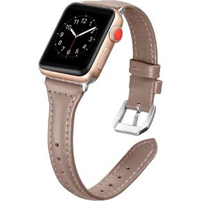 Secbolt Leather Bands Compatible Apple Watch Band 38mm 40mm 41mm 42mm 44mm 45mm Slim Replacement Wristband Sport Strap for Iwatch SE Series 9 8 7 6 5 4 3 2 1 Stainless Steel Buckle in Kuwait