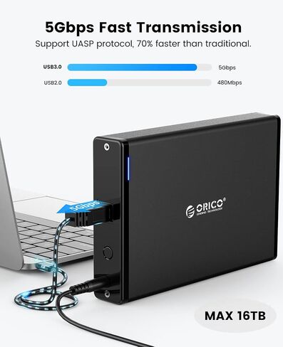 حاوية محرك الأقراص الصلبة ORICO مقاس 3.5 بوصة لمحرك الأقراص الصلبة/SSD USB 3.0 إلى محطة إرساء محرك الأقراص الصلبة الخارجية العمودية SATA تدعم UASP حتى 16 تيرابايت-7688U3 in Saudi Arabia
