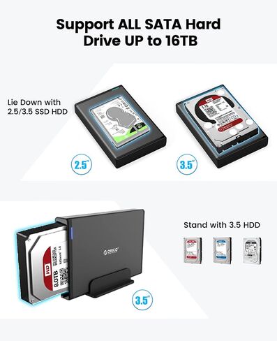 حاوية محرك الأقراص الصلبة ORICO مقاس 3.5 بوصة لمحرك الأقراص الصلبة/SSD USB 3.0 إلى محطة إرساء محرك الأقراص الصلبة الخارجية العمودية SATA تدعم UASP حتى 16 تيرابايت-7688U3 in Saudi Arabia