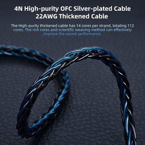 keephifi KBEAR ST16 2-Meter Long Silver-Plated Upgrade Earphone Cable with 3.5mm Gold-Plated Plug for KZ ZST AS10 EDX EDC (QDC, Silver, 3.5MM Plug) in Kuwait