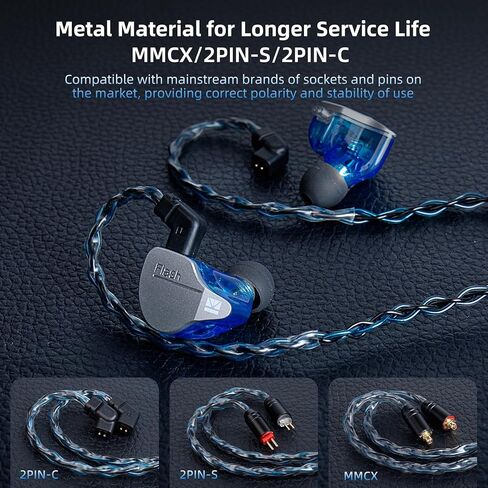 keephifi KBEAR ST16 2-Meter Long Silver-Plated Upgrade Earphone Cable with 3.5mm Gold-Plated Plug for KZ ZST AS10 EDX EDC (QDC, Silver, 3.5MM Plug) in Kuwait