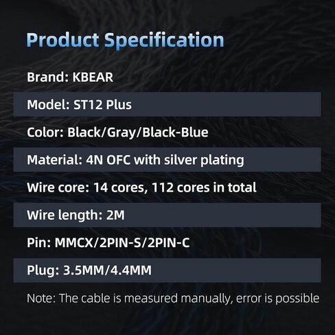 keephifi KBEAR ST16 2-Meter Long Silver-Plated Upgrade Earphone Cable with 3.5mm Gold-Plated Plug for KZ ZST AS10 EDX EDC (QDC, Silver, 3.5MM Plug) in Kuwait