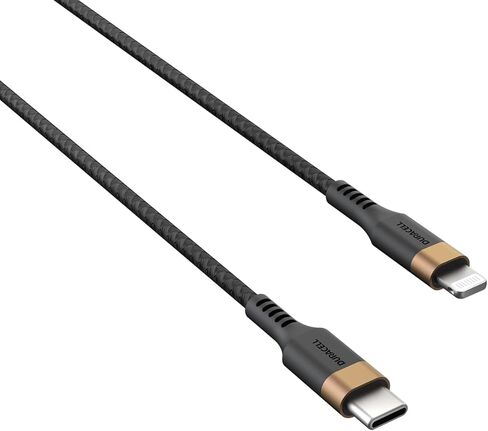 شاحن DURACELL iPhone، كابل USB-C إلى Lightning (5 أقدام/1.5 متر) كابل شحن سريع من النوع C، معتمد من MFi لهاتف iPhone 14/13/12/11/X/8، AirPods Pro، متين للاستخدام اليومي، مثالي للسفر in Saudi Arabia