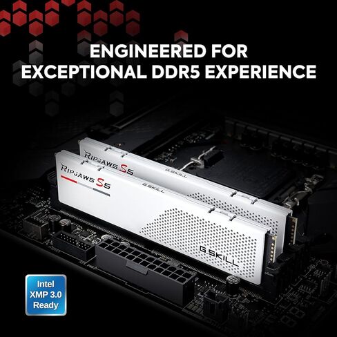 G.SKILL Ripjaws S5 Series (Intel XMP 3.0) DDR5 RAM 32GB (2x16GB) 5200MT/s CL40-40-40-83 1.10V ذاكرة الكمبيوتر المكتبي UDIMM - أبيض غير لامع (F5-5200J4040A16GX2-RS5W) in Kuwait