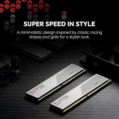 G.SKILL Ripjaws S5 Series (Intel XMP 3.0) DDR5 RAM 32GB (2x16GB) 5200MT/s CL40-40-40-83 1.10V ذاكرة الكمبيوتر المكتبي UDIMM - أبيض غير لامع (F5-5200J4040A16GX2-RS5W) in Kuwait