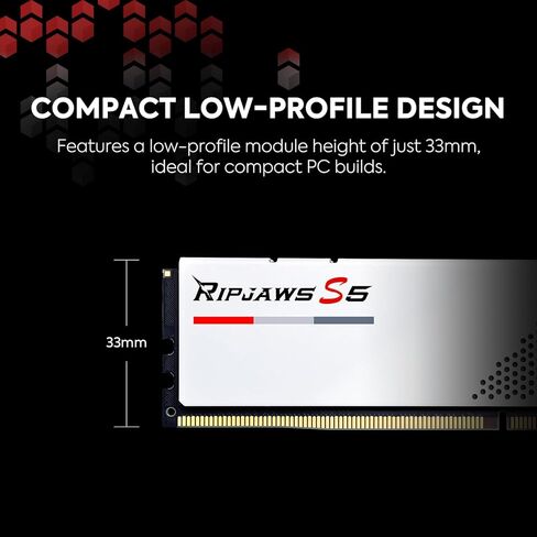 G.SKILL Ripjaws S5 Series (Intel XMP 3.0) DDR5 RAM 32GB (2x16GB) 5200MT/s CL40-40-40-83 1.10V ذاكرة الكمبيوتر المكتبي UDIMM - أبيض غير لامع (F5-5200J4040A16GX2-RS5W) in Kuwait