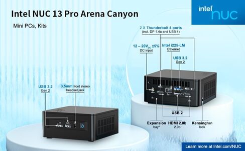 NUC13ANHi7 NUC13 Pro 16GBRAM 512GB SSD Mini PC,for intel nuci7-1360P 12 Core,16 thread Mini Computer,Win 11 Pro Mini Computers, Up to 5 GHz Turbo,NVMe SSD DDR4,WiFi 6E,BT 5.3,8K Support,USB 3.2,Gaming in Kuwait