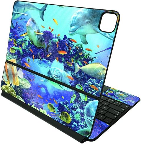 MightySkins Glossy Glitter Skin Compatible with Apple Magic Keyboard for iPad Pro 12.9" (3rd-6th Generation) - Ocean Friends | Protective, Durable High-Gloss Glitter Finish | Made in The USA in Saudi Arabia